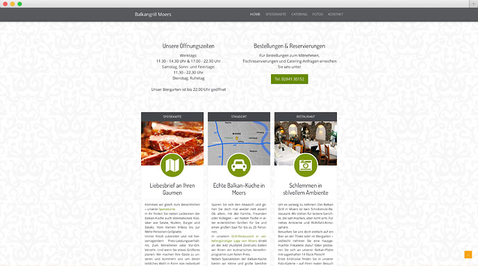 Neues Design für die Homepage des Restaurant Balkangrill  Grill durch pixel & prints