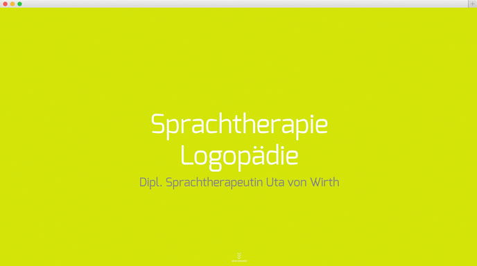 Minimalistische Website in knackigen Farben für eine Praxis für Sprachtherapie in Jülich – realisiert durch pixel & prints