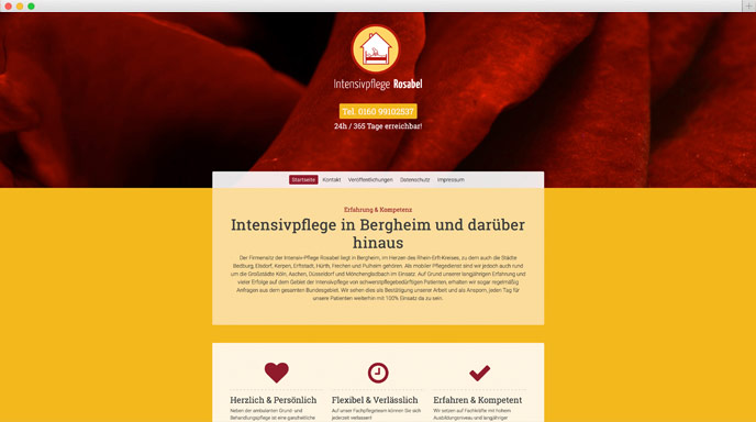 Neue Homepage zum günstigen Preis von pixel & prints für einen Pflegedienst in Bergheim